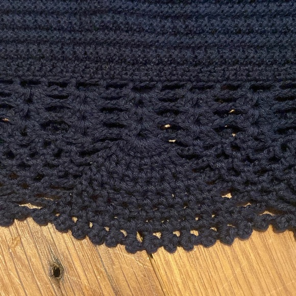 Marie Oliver Cotton Crocheted Scalloped Hem  Navy Skirt Size Medium - Picture 1 of 13